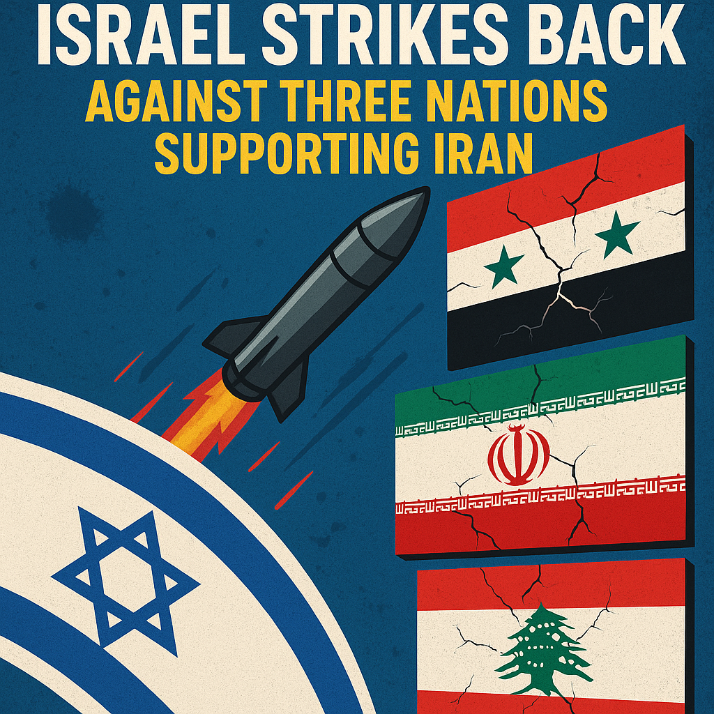 Illustration of Israel Strikes Back Against Three Nations Supporting Iran