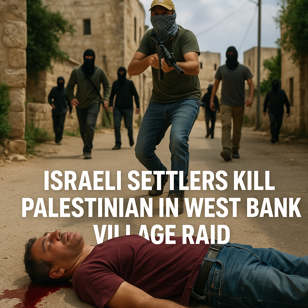 Illustration of Israeli Settlers Kill Palestinian in West Bank Village Raid