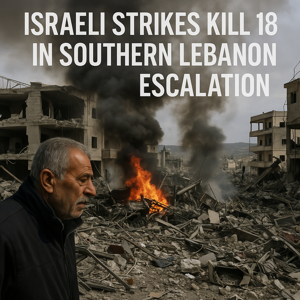 Illustration of Israeli Strikes Kill 18 in Southern Lebanon Escalation