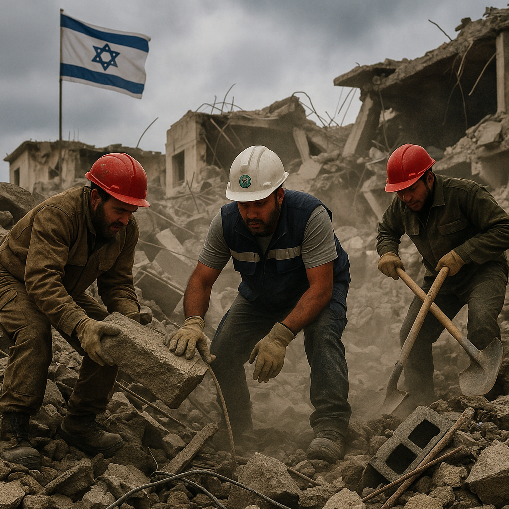 Illustration of Israeli Strikes: Rescuers Dig Through Rubble in South Lebanon