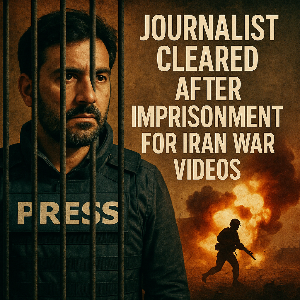 Illustration of Journalist Cleared After Imprisonment for Iran War Videos