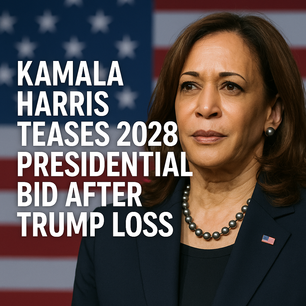 Illustration of Kamala Harris Teases 2028 Presidential Bid After Trump Loss