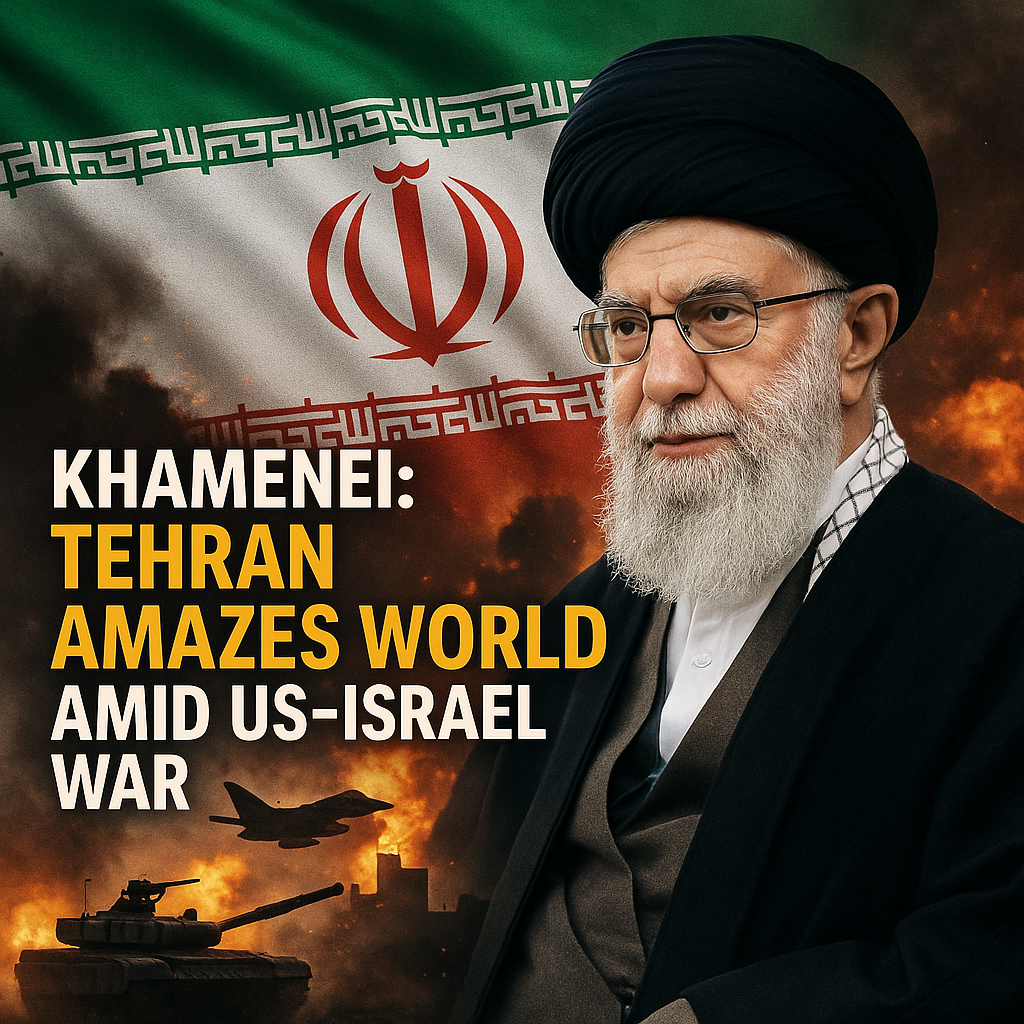 Illustration of Khamenei: Tehran Amazes World Amid US-Israel War