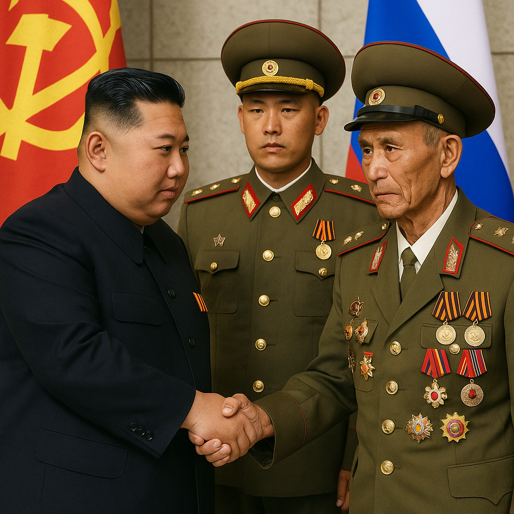 Illustration of Kim Jong Un Honors North Korean Soldiers Who Fought for Russia