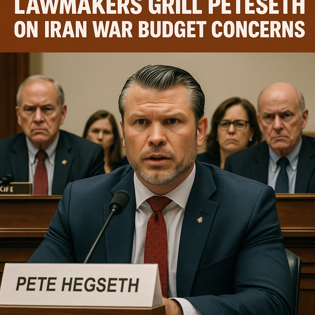 Illustration of Lawmakers Grill Pete Hegseth on Iran War Budget Concerns
