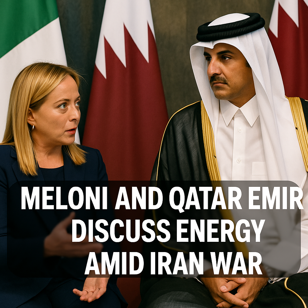Illustration of Meloni and Qatar Emir Discuss Energy Amid Iran War