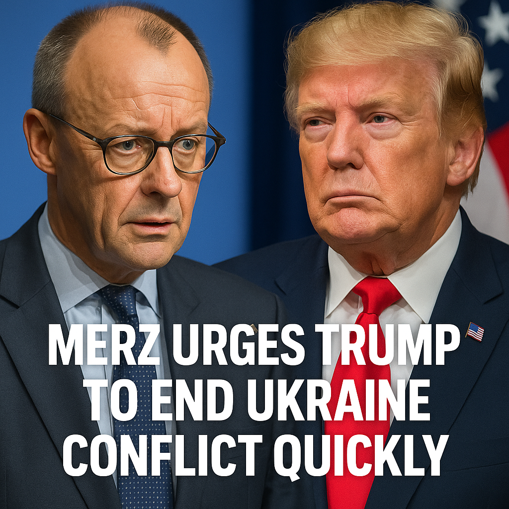 Illustration of Merz Urges Trump to End Ukraine Conflict Quickly