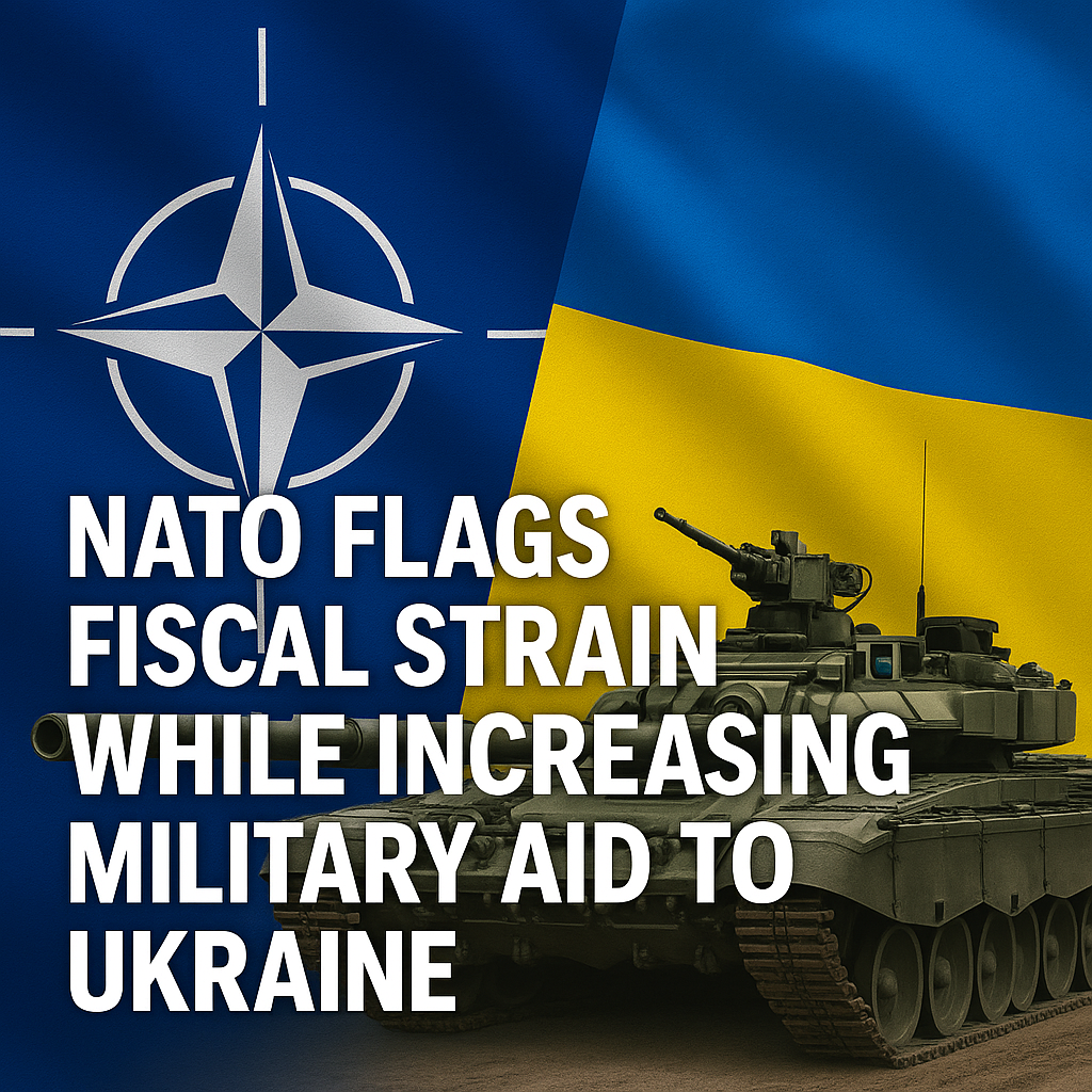 Illustration of NATO Flags Fiscal Strain While Increasing Military Aid to Ukraine