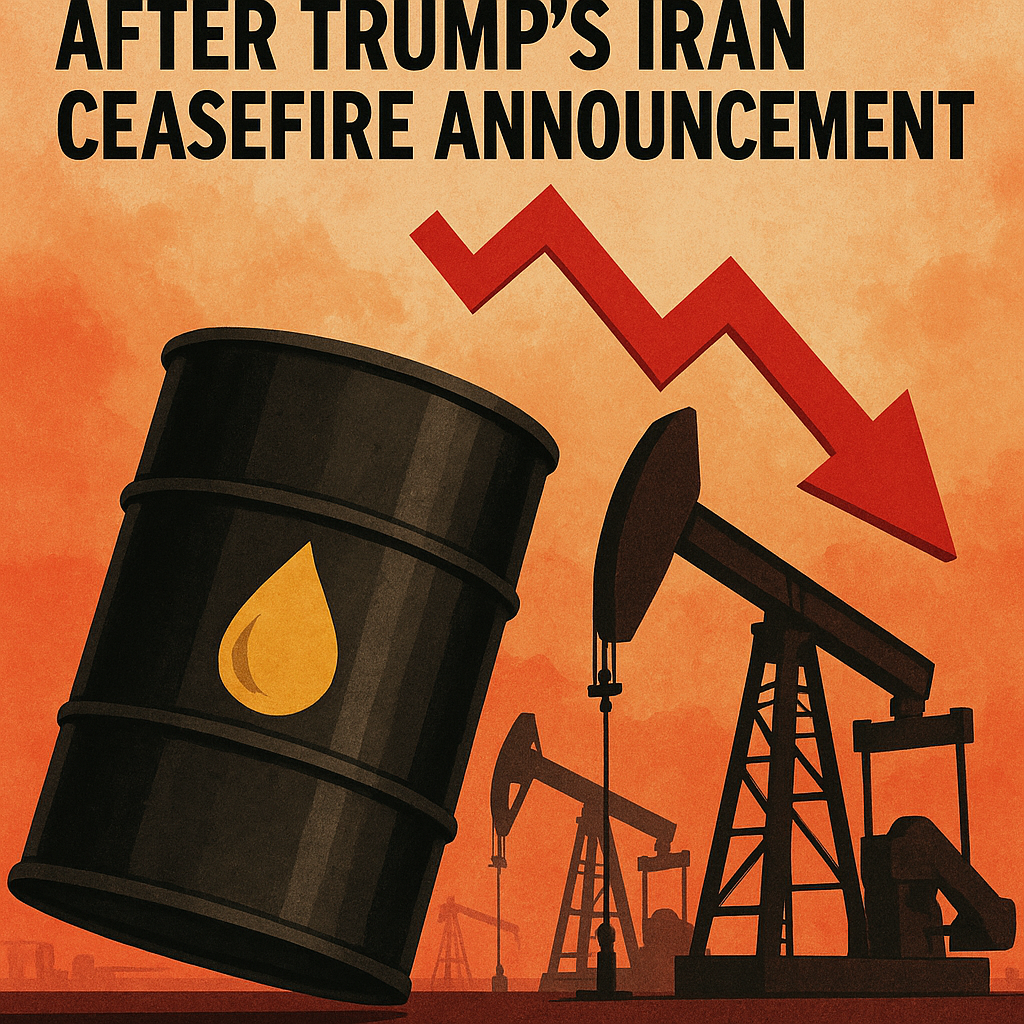 Illustration of Oil Prices Drop Sharply After Trump’s Iran Ceasefire Announcement