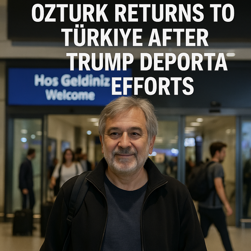 Illustration of Ozturk Returns to Turkiye After Trump Deportation Efforts