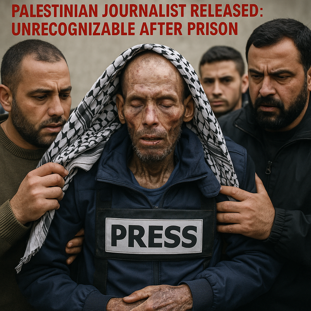 Illustration of Palestinian Journalist Released: Unrecognizable After Prison
