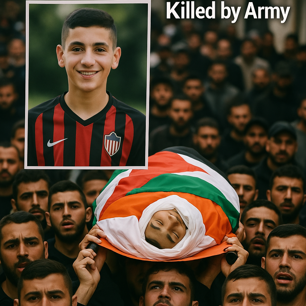 Illustration of Palestinians Mourn Football-Loving Teen Killed by Army
