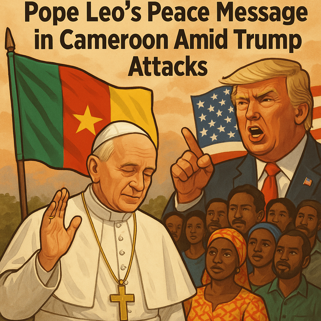 Illustration of Pope Leo's Peace Message in Cameroon Amid Trump Attacks