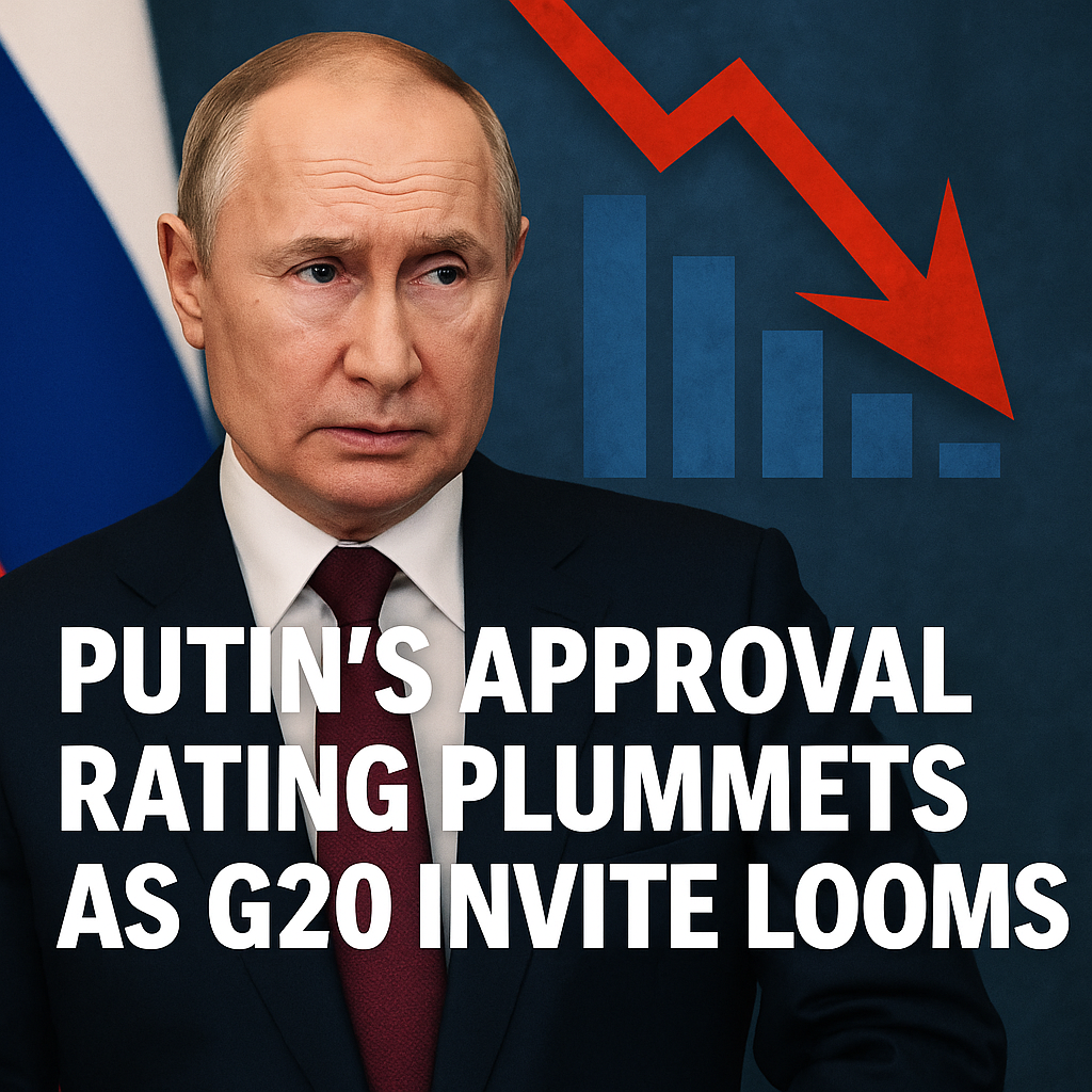 Illustration of Putin's Approval Rating Plummets as G20 Invite Looms