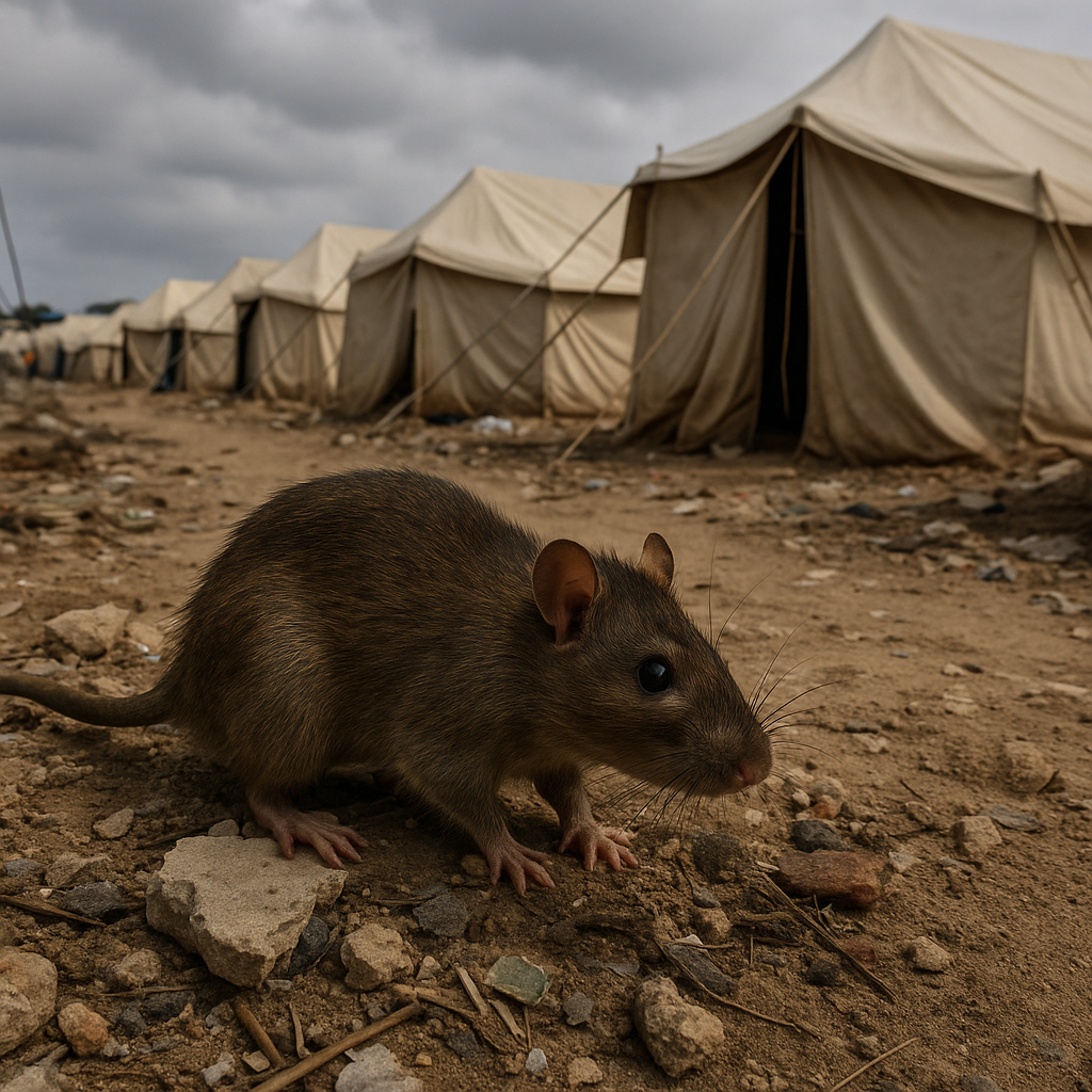 Illustration of Rodent Infestations Spread in Gaza Tent Camps