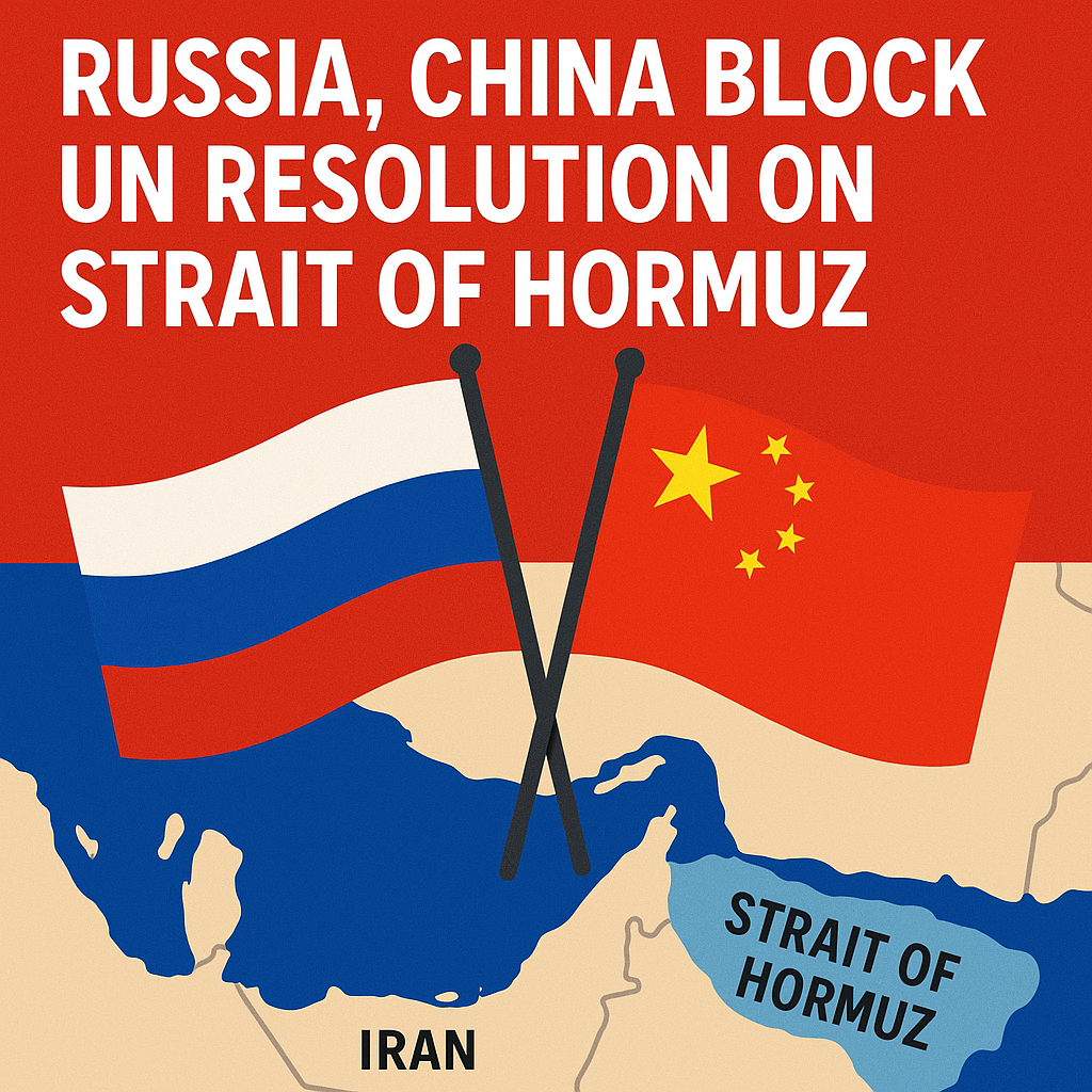 Illustration of Russia, China Block UN Resolution on Strait of Hormuz