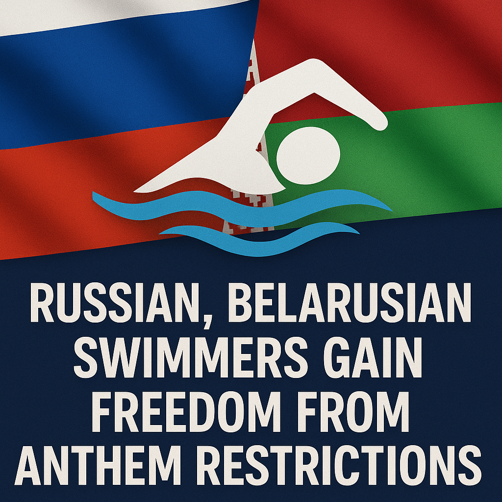 Illustration of Russian, Belarusian Swimmers Gain Freedom from Anthem Restrictions