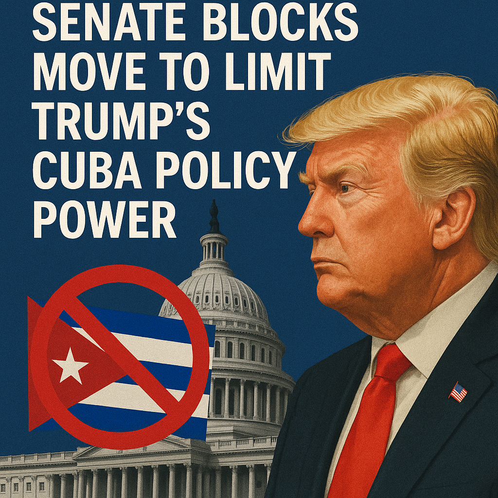 Illustration of Senate Blocks Move to Limit Trump's Cuba Policy Power