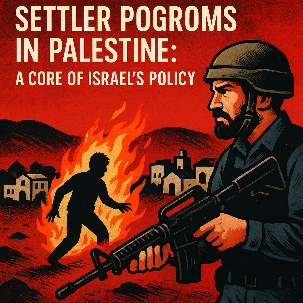 Illustration of Settler Pogroms in Palestine: A Core of Israel's Policy