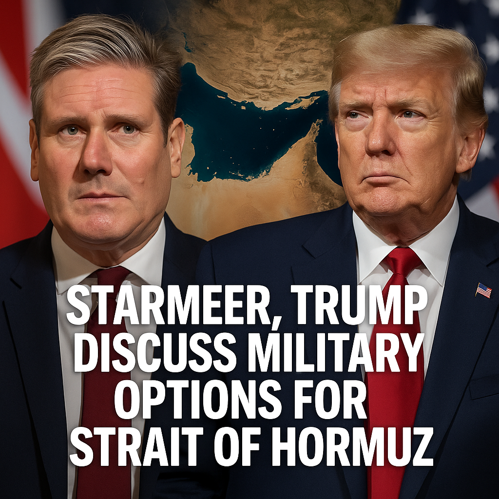 Illustration of Starmer, Trump Discuss Military Options for Strait of Hormuz