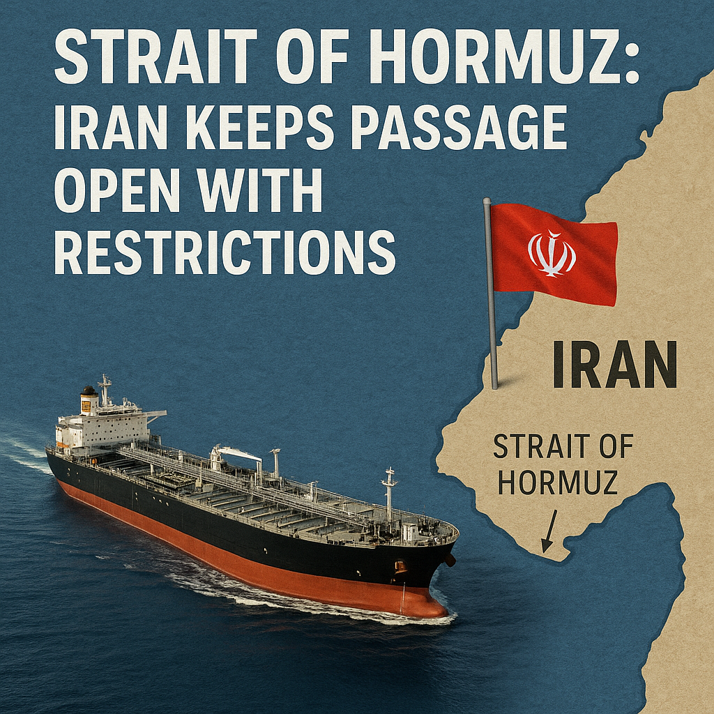 Illustration of Strait of Hormuz: Iran Keeps Passage Open with Restrictions