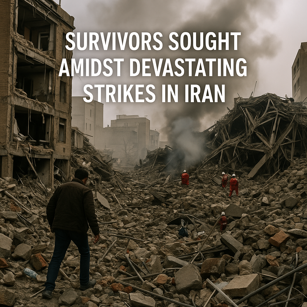 Illustration of Survivors Sought Amidst Devastating Strikes in Iran