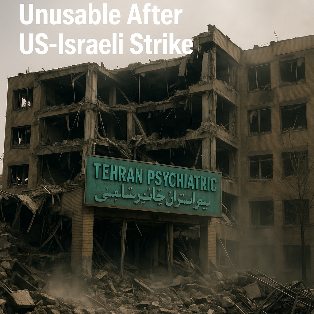 Illustration of Tehran Psychiatric Hospital Unusable After US-Israeli Strike