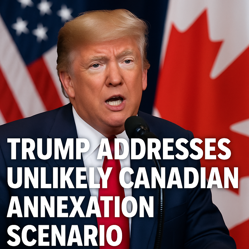 Illustration of Trump Addresses Unlikely Canadian Annexation Scenario