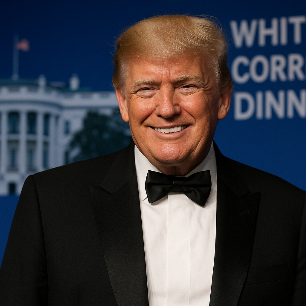 Illustration of Trump Attends First White House Press Dinner After Years