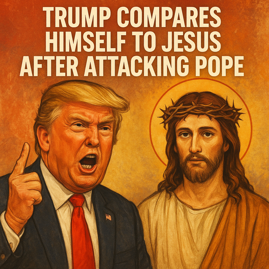 Illustration of Trump Compares Himself to Jesus After Attacking Pope