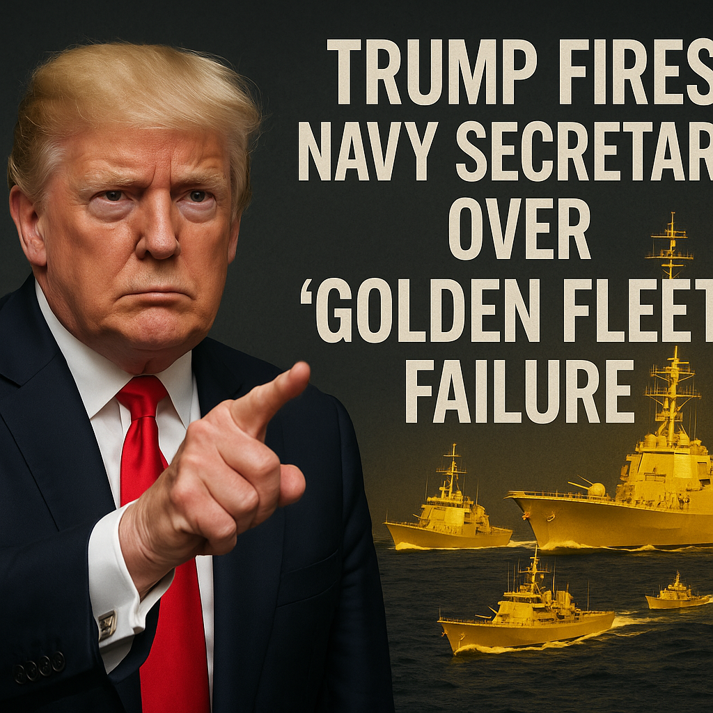 Illustration of Trump Fires Navy Secretary Over 'Golden Fleet' Failure