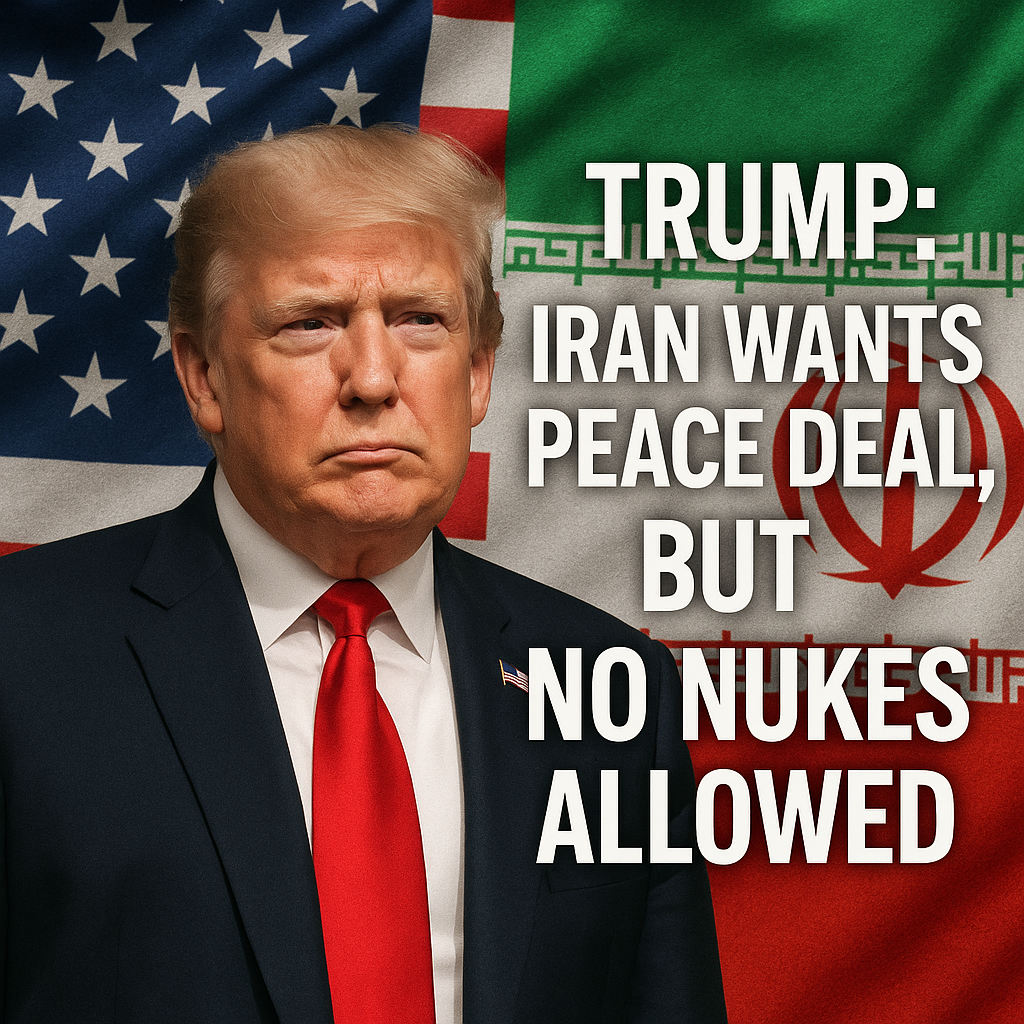 Illustration of Trump: Iran Wants Peace Deal, But No Nukes Allowed