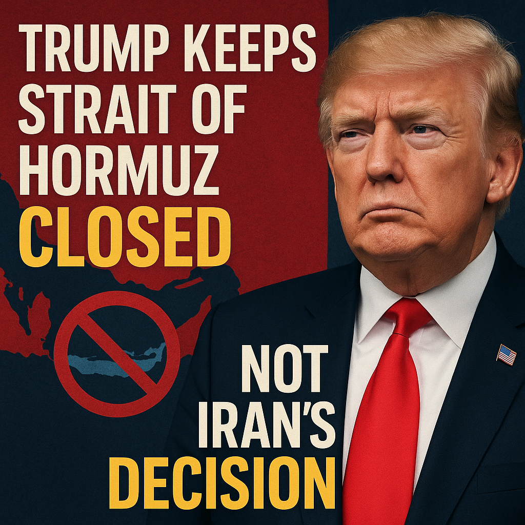 Illustration of Trump Keeps Strait of Hormuz Closed, Not Iran's Decision