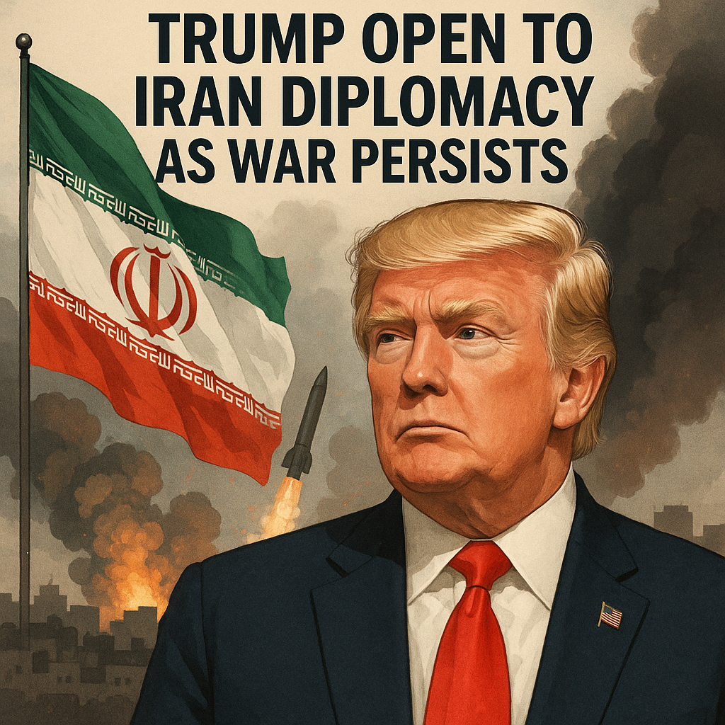 Illustration of Trump Open to Iran Diplomacy as War Persists