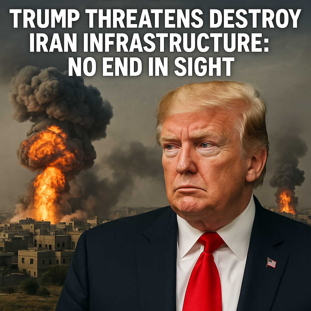 Illustration of Trump Threatens to Destroy Iran Infrastructure: No End in Sight