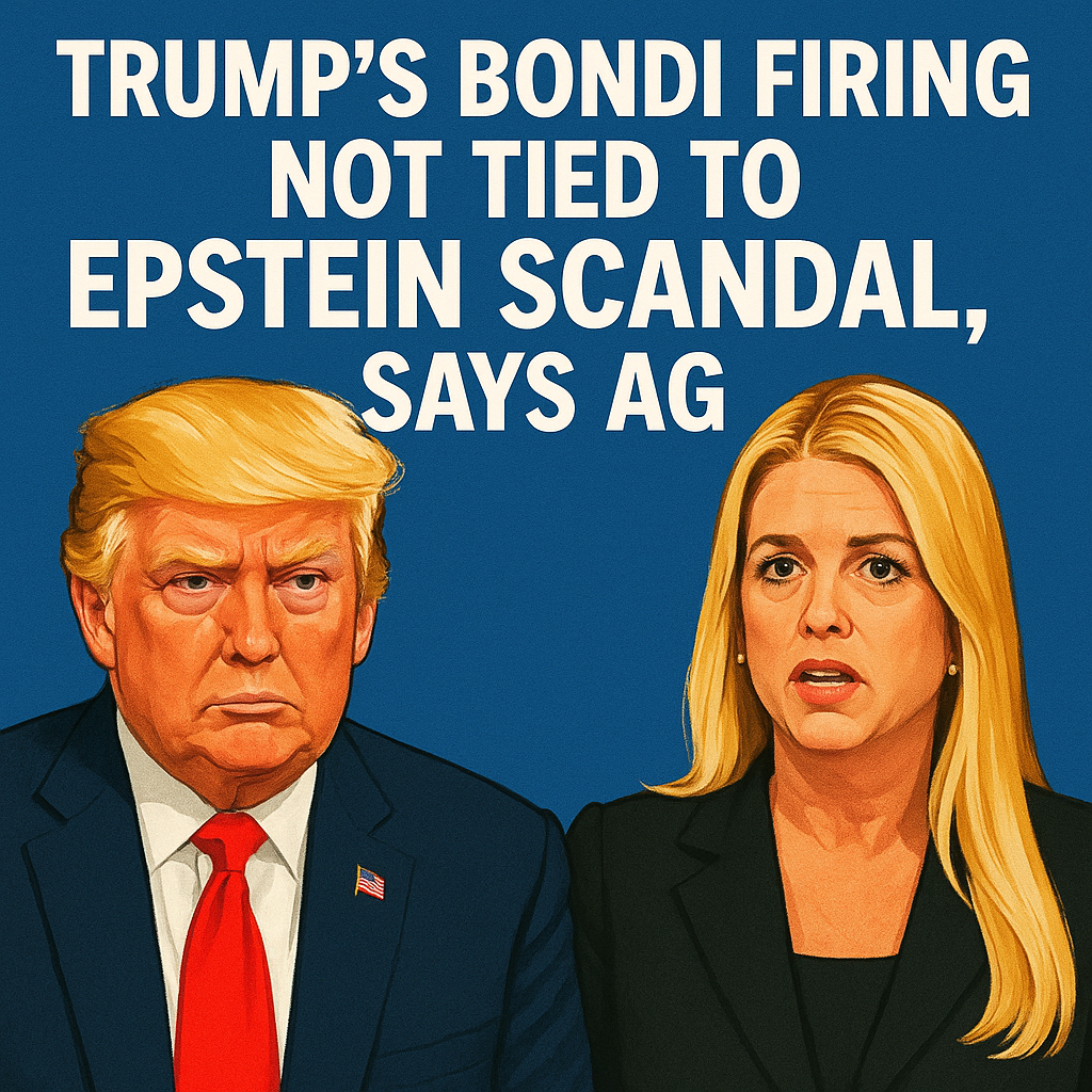 Illustration of Trump’s Bondi Firing Not Tied to Epstein Scandal, Says AG