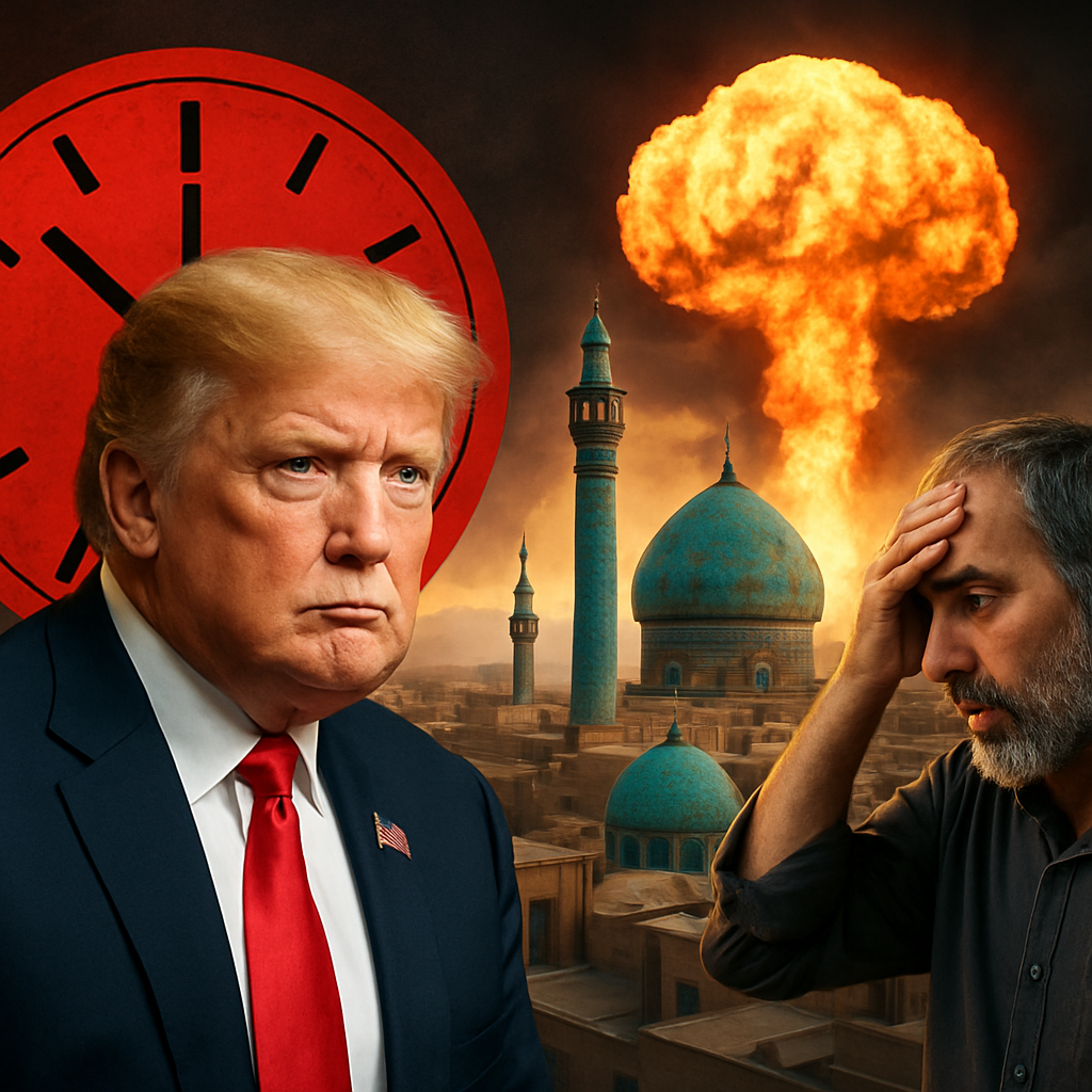 Illustration of Trump's Deadline: Iranians Brace for Impending Devastation