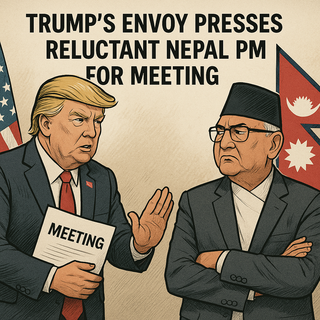 Illustration of Trump's Envoy Presses Reluctant Nepal PM for Meeting
