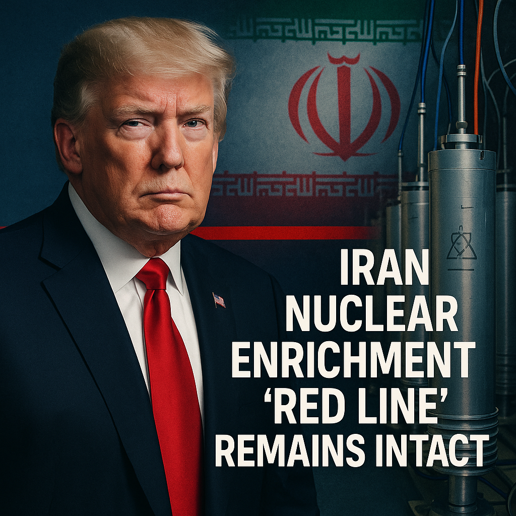 Illustration of Trump's Iran Nuclear Enrichment 'Red Line' Remains Intact