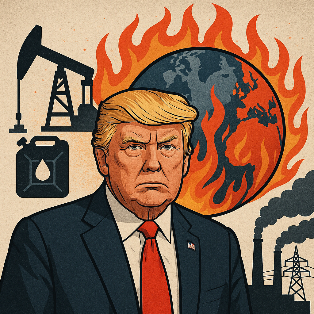 Illustration of Trump's Role in Worsening the Global Energy Crisis