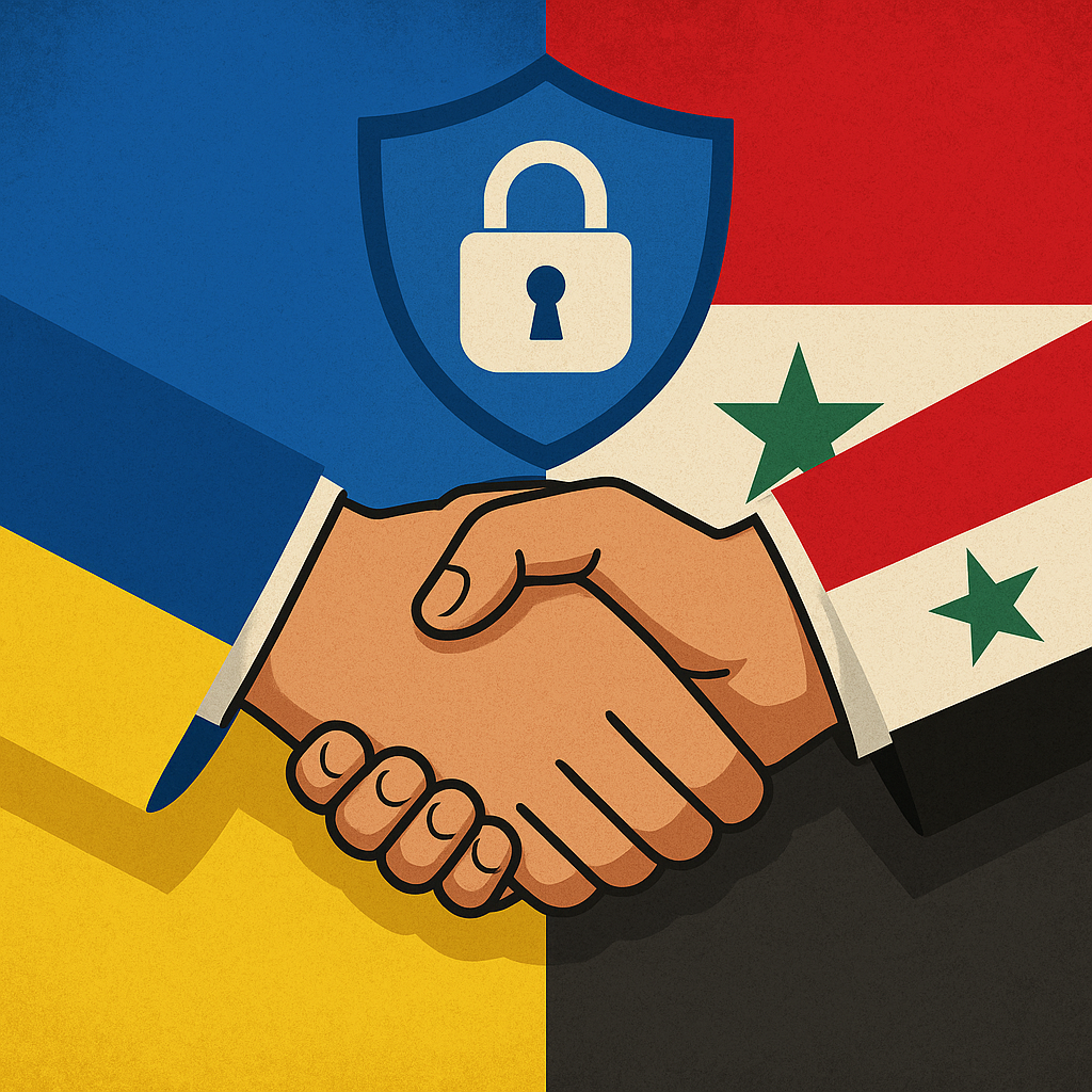 Illustration of Ukraine and Syria Unite for Enhanced Security Cooperation