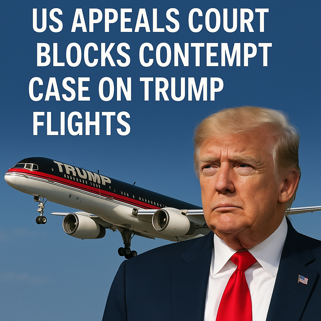 Illustration of US Appeals Court Blocks Contempt Case on Trump Flights