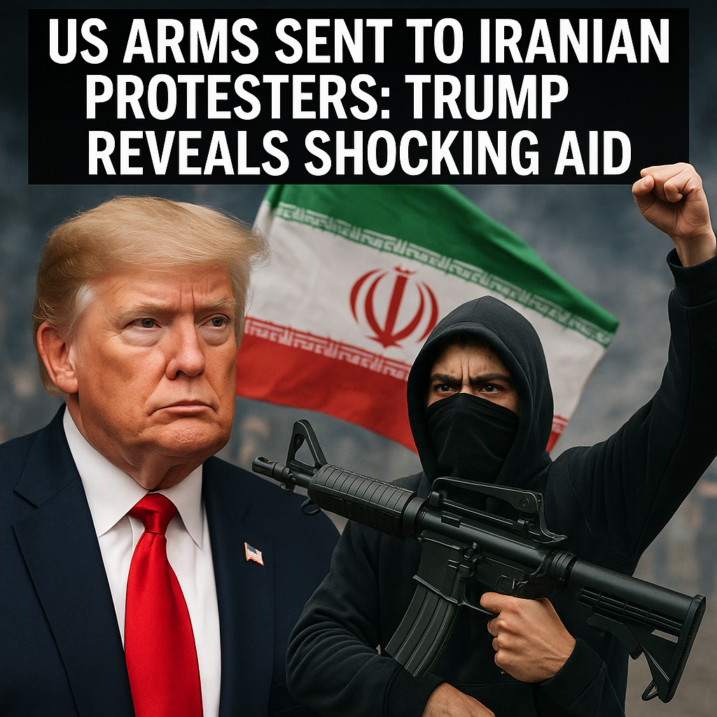 Illustration of US Arms Sent to Iranian Protesters: Trump Reveals Shocking Aid