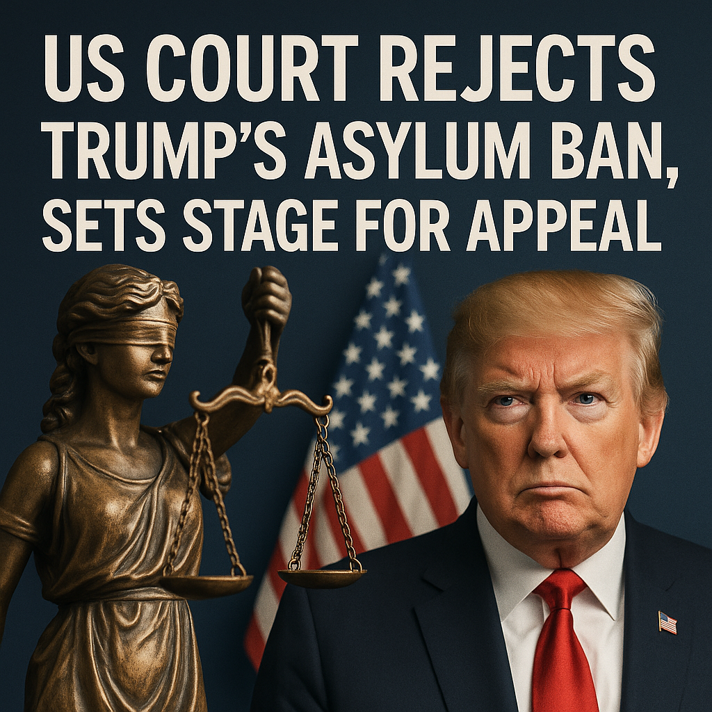 Illustration of US Court Rejects Trump's Asylum Ban, Sets Stage for Appeal
