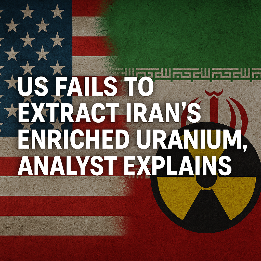 Illustration of US Fails to Extract Iran's Enriched Uranium, Analyst Explains