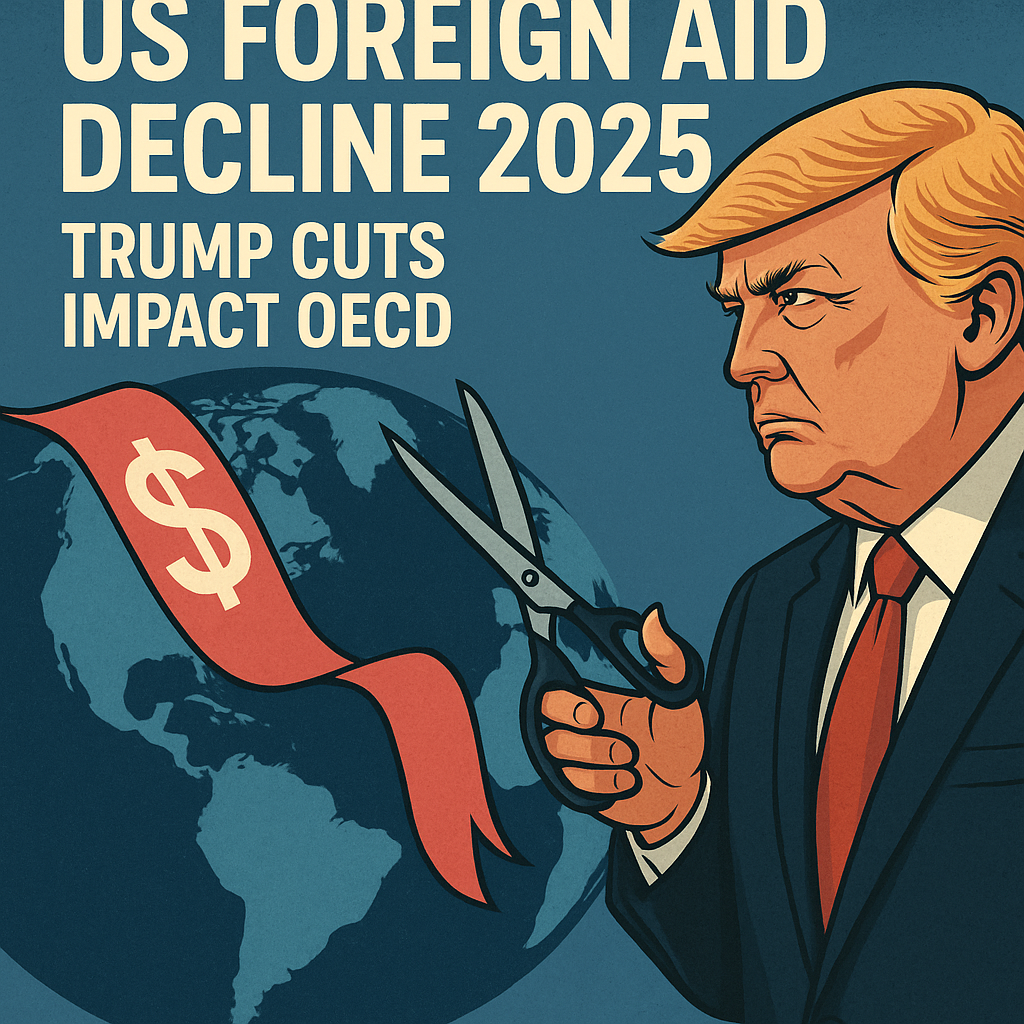 Illustration of US Foreign Aid Decline 2025: Trump Cuts Impact OECD