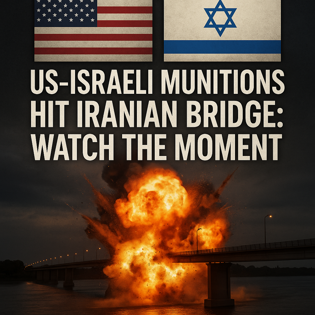 Illustration of US-Israeli Munitions Hit Iranian Bridge: Watch the Moment