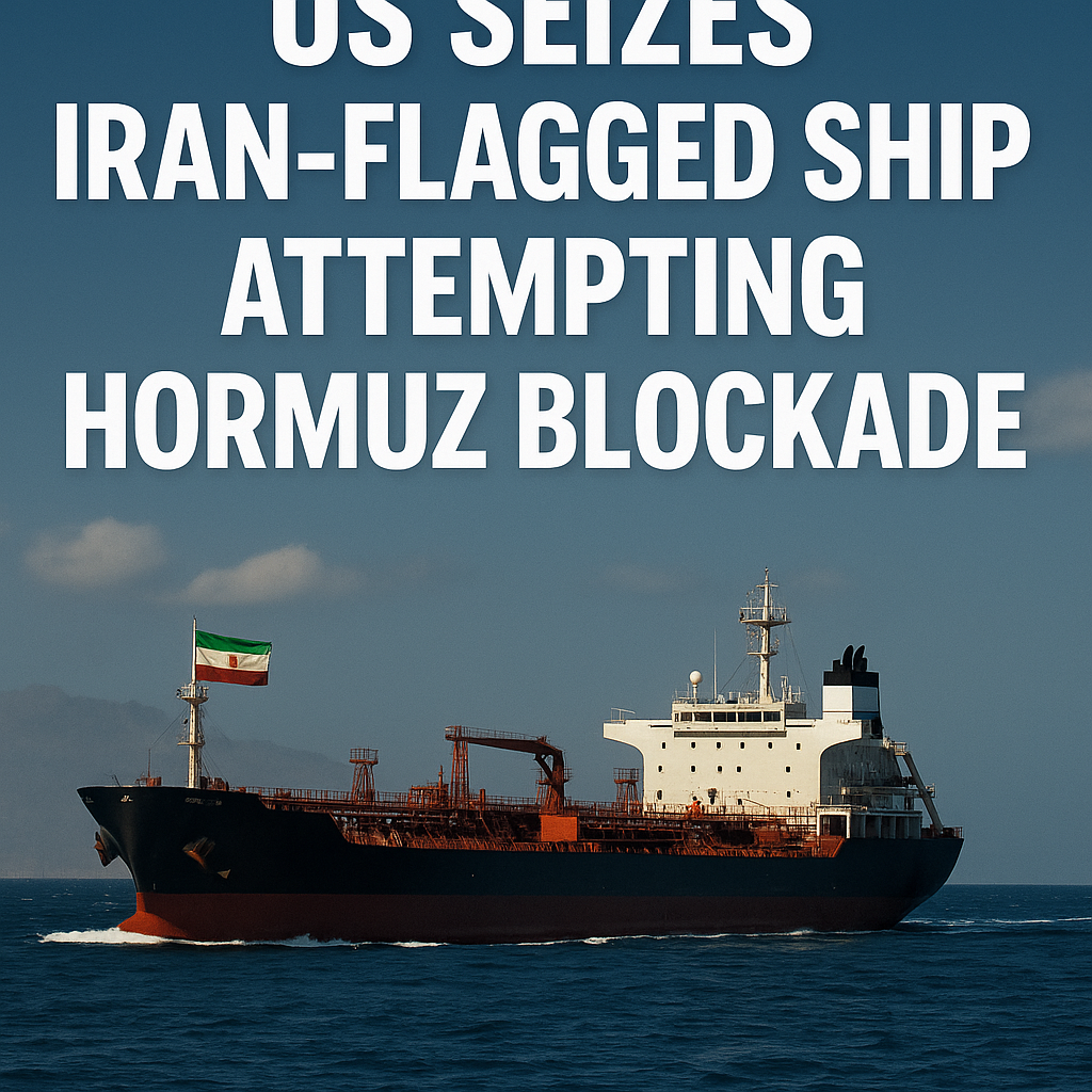 Illustration of US Seizes Iran-Flagged Ship Attempting Hormuz Blockade