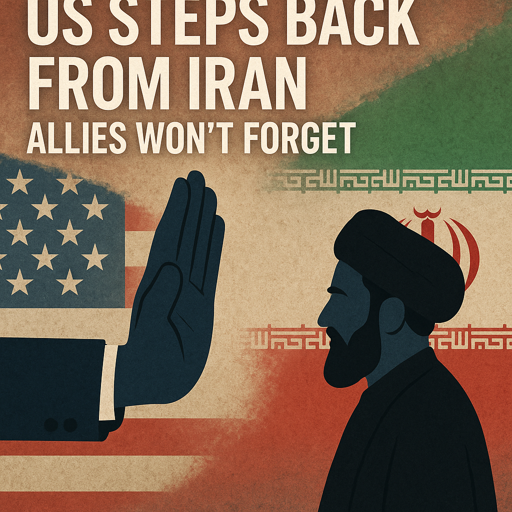 Illustration of US Steps Back from Iran: Allies Won't Forget