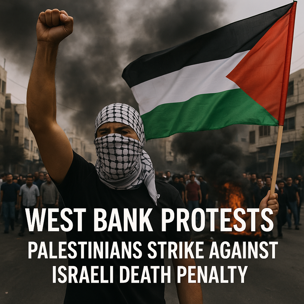 Illustration of West Bank Protests: Palestinians Strike Against Israeli Death Penalty